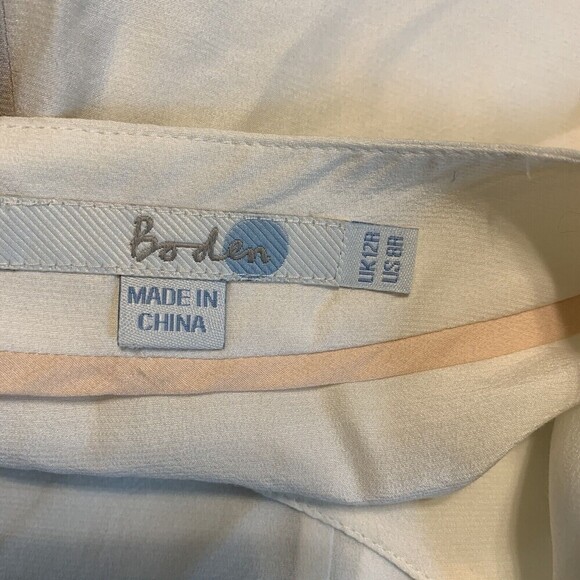 Boden Womens Size 8 Ivory Elegant Silk Blendpeplum Top Blouse - Picture 4 of 6